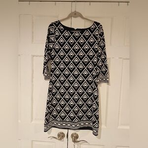 Chic Black and White Patterned Dress